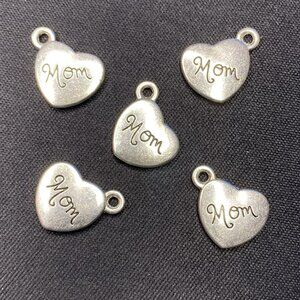 Mom Puff Heart Charm Stainless Steel